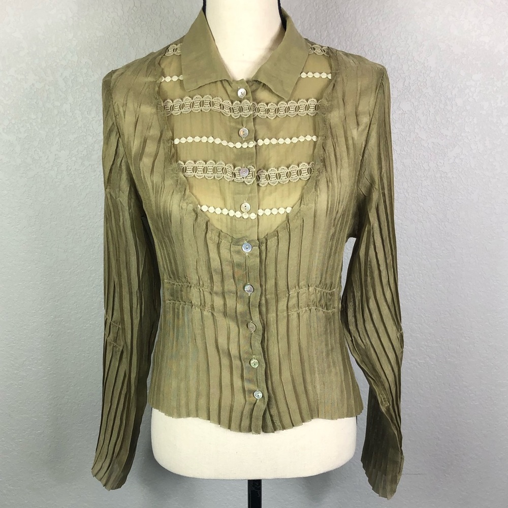 Cotélac Pleated Button-Down Blouse